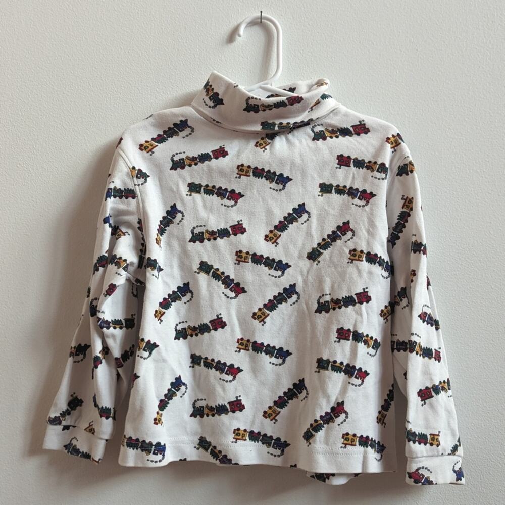 Vtg 90s Class Club Turtleneck Trains Boys 5T Layer